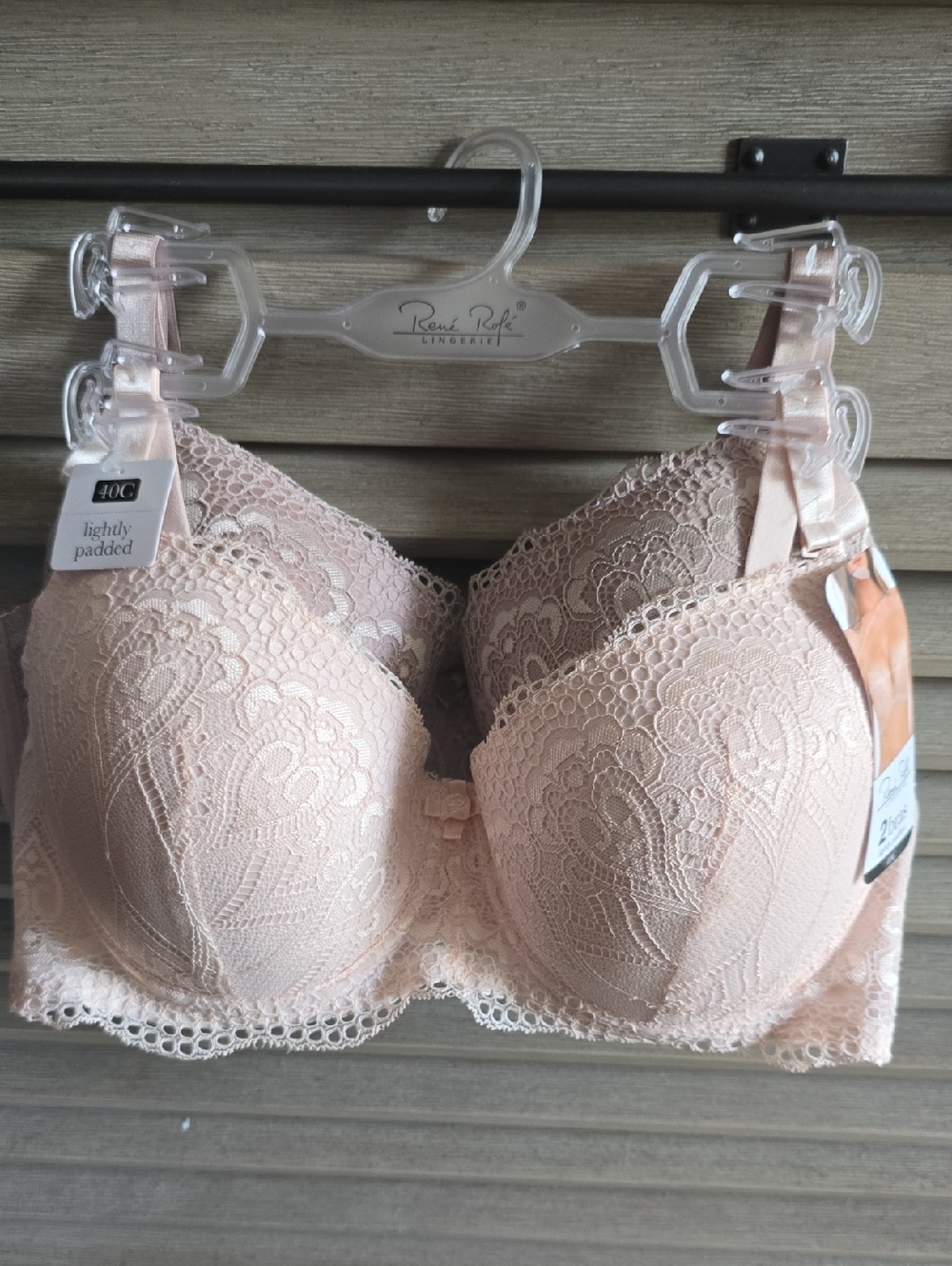 Rene Rofe Lace Lightly Padded Bra in Blush